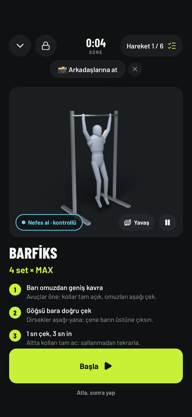 Animasyon ve koçluk adımlarıyla hareket tanıtımı