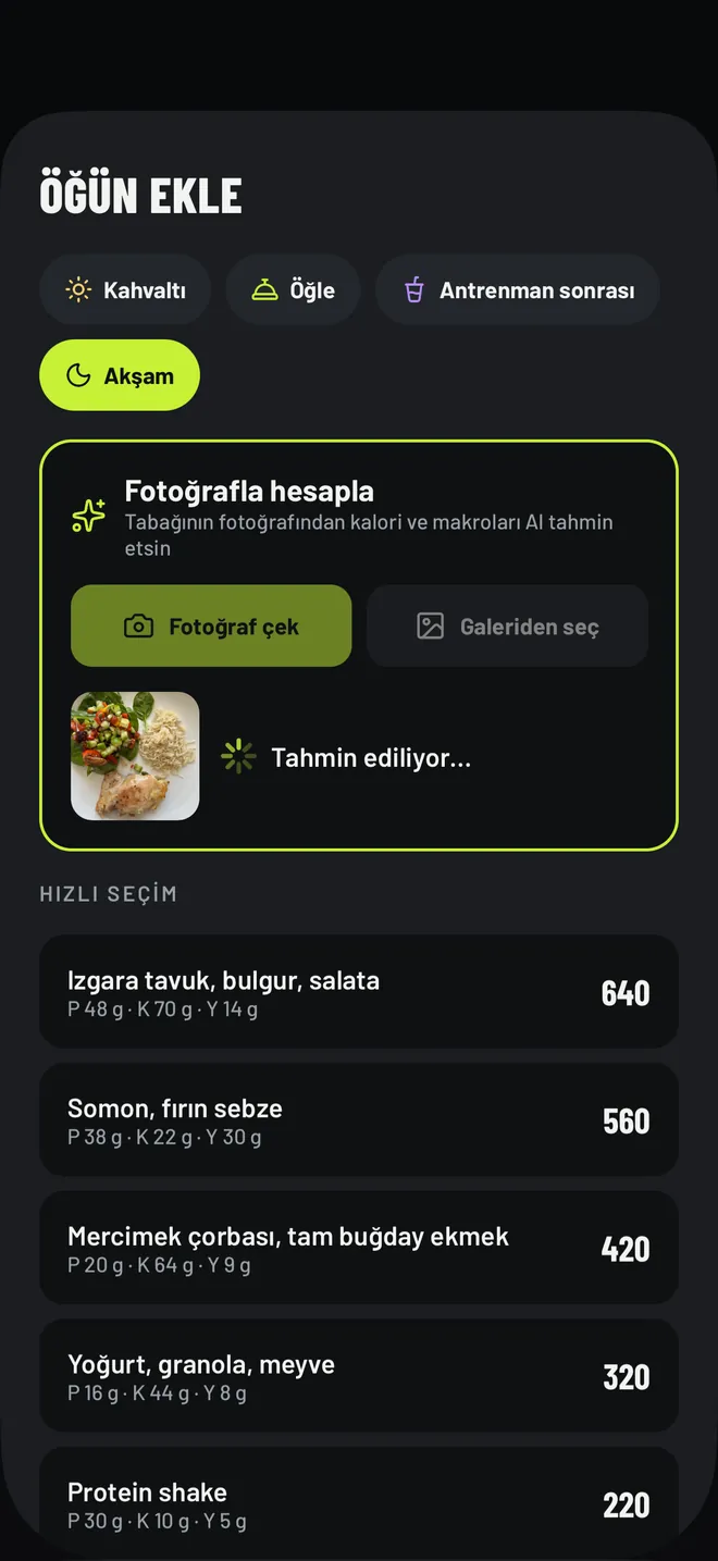 Fotoğraftan AI öğün tahmini
